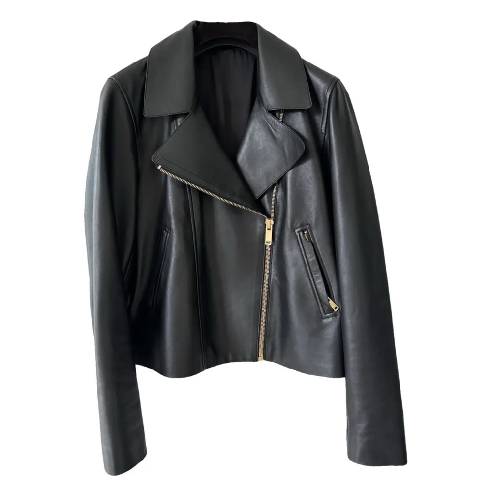Mango Black Leather Biker Jacket